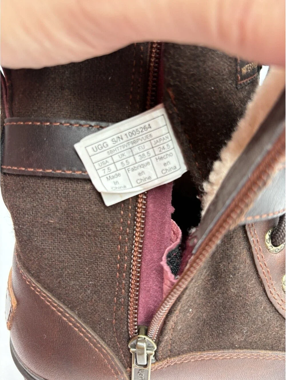 UGG Australia Kesey Women's Boots Size 7.5 Brown Leather Sheepskin Lined
